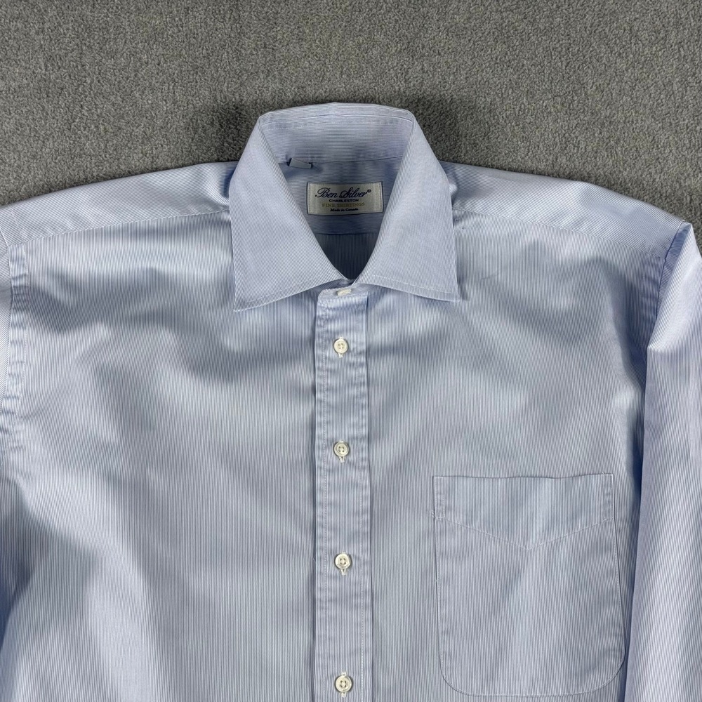 Ben Silver Charleston Fine Shirtings Button Front Shirt Blue 17-36